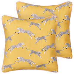 Set of 2 Decorative Cushions ARALES Cotton 45 x 45 cm Yellow Animal Pattern