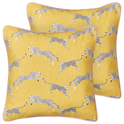Set of 2 Decorative Cushions ARALES Cotton 45 x 45 cm Yellow Animal Pattern