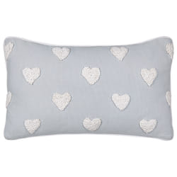 Cotton Cushion Embroidered Hearts 30 x 50 cm Grey GAZANIA