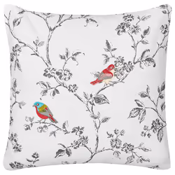 Cotton Cushion Embroidered Birds 45 x 45 cm White DILLENIA