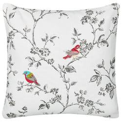 Cotton Cushion Embroidered Birds 45 x 45 cm White DILLENIA