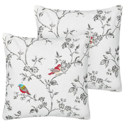 Set of 2 Cotton Cushions Embroidered Birds 45 x 45 cm White DILLENIA