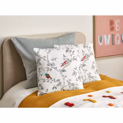 Set of 2 Cotton Cushions Embroidered Birds 45 x 45 cm White DILLENIA