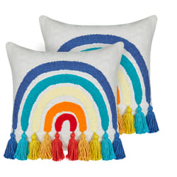 Set of 2 Cotton Cushions Embroidered Rainbow 45 x 45 cm Multicolour DORSTENIA