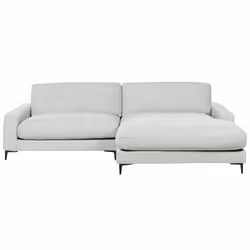Left Hand Fabric Corner Sofa Light Grey MALOY