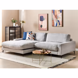Right Hand Fabric Corner Sofa Light Grey MALOY