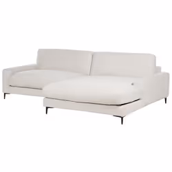 Corner Sofa MALOY Chenille Off-White 3 Seater Left Hand