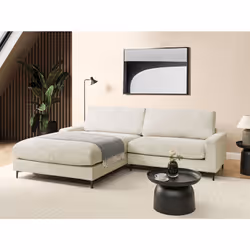 Corner Sofa MALOY Chenille Off-White 3 Seater Right Hand - Additional view 4
