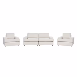 Living Room Set ALLA Fabric Light Beige 5 Seater