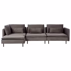 Modular Corner Sofa EGERIS Corduroy Dark Brown 3 Seater Right Hand