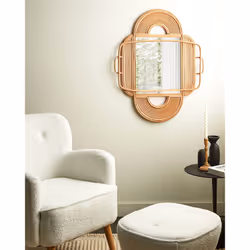 Wall Mirror ALCORN 70 cm 90 cm Rattan Natural