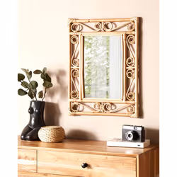 Wall Mirror AMANU 41 cm 52 cm Rattan Natural