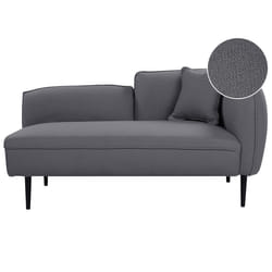 Right Hand Chaise Lounge CHEVANNES Boucle Dark Grey