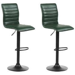 Set of 2 Bar Chairs LUCERNE Faux Leather Swivel Dark Green