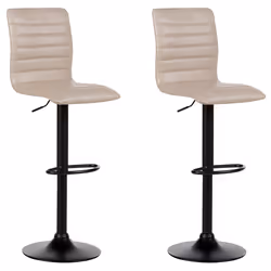 Set of 2 Bar Chairs LUCERNE Faux Leather Swivel Light Beige