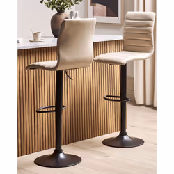 Set of 2 Bar Chairs LUCERNE Faux Leather Swivel Light Beige