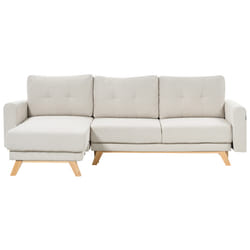Corner Sofa Bed SIRO Fabric Light Beige with Storage 3 Seater Right Hand