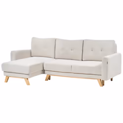 Corner Sofa Bed SIRO Fabric Light Beige with Storage 3 Seater Right Hand