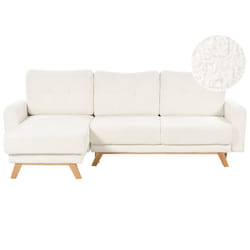 Corner Sofa Bed SIRO Boucle Off-White with Storage 3 Seater Right Hand