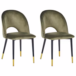 Set of 2 Dining Chairs MAGALIA Velvet Olive Green