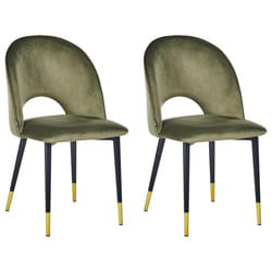 Set of 2 Dining Chairs MAGALIA Velvet Olive Green