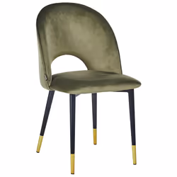 Set of 2 Dining Chairs MAGALIA Velvet Olive Green