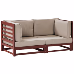 Garden Sofa 2 Seater TRANI Modular Acacia Wood Dark Red