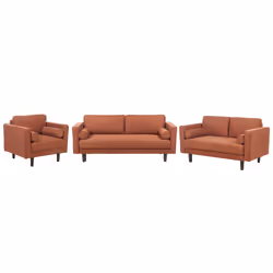 Living Room Set NURMO Fabric Golden Brown 6 Seater