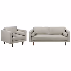 Living Room Set NURMO Fabric Taupe 4 Seater