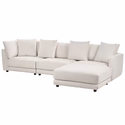 Sofa SIGTUNA Fabric Off-White with Ottoman 3 Seater