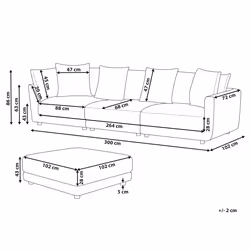 Sofa SIGTUNA Fabric Off-White with Ottoman 3 Seater