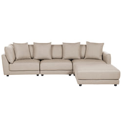 Sofa SIGTUNA Fabric Beige with Ottoman 3 Seater