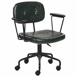 Desk Chair Swivel ALGERITA Faux Leather Dark Green