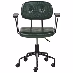 Desk Chair Swivel ALGERITA Faux Leather Dark Green