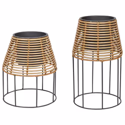 Set of 2 Elevated Plant Pots BORAGO PE Rattan 20/21 cm Natural