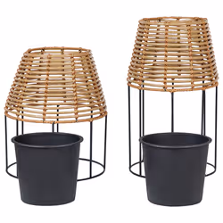 Set of 2 Elevated Plant Pots BORAGO PE Rattan 20/21 cm Natural