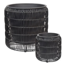 Set of 2 Plant Pots BRODIEA PE Rattan 26/45 cm Black