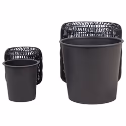 Set of 2 Plant Pots BRODIEA PE Rattan 26/45 cm Black