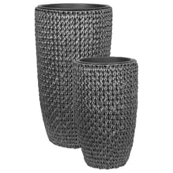Set of 2 Plant Pots CEDRUS PE Rattan 37/45 cm Black