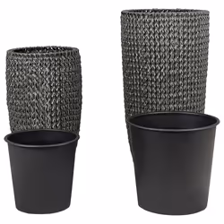 Set of 2 Plant Pots CEDRUS PE Rattan 37/45 cm Black