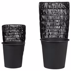 Set of 2 Plant Pots CHELONE PE Rattan 26/34 cm Black