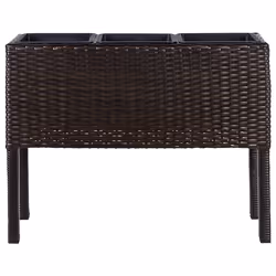 Elevated Plant Pot CARAGANA PE Rattan 77 cm Dark Brown