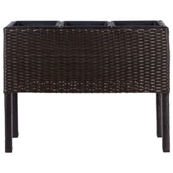 Elevated Plant Pot CARAGANA PE Rattan 77 cm Dark Brown