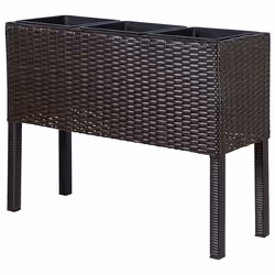 Elevated Plant Pot CARAGANA PE Rattan 77 cm Dark Brown