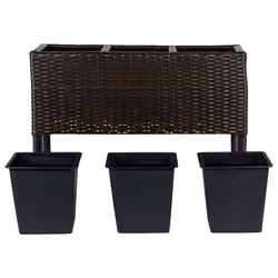 Elevated Plant Pot CARAGANA PE Rattan 77 cm Dark Brown