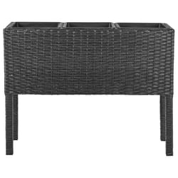 Elevated Plant Pot CARAGANA PE Rattan 77 cm Black