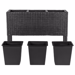 Elevated Plant Pot CARAGANA PE Rattan 77 cm Black