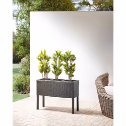 Elevated Plant Pot CARAGANA PE Rattan 77 cm Black