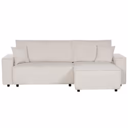 Corner Sofa Bed ABACKA Corduroy Off-White 3 Seater Left Hand