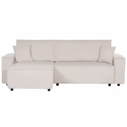 Corner Sofa Bed ABACKA Corduroy Off-White 3 Seater Right Hand